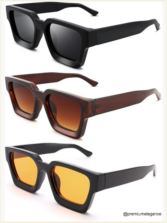 Square Sunglasses Thick Frame Simple Designer Style Shades Unisex